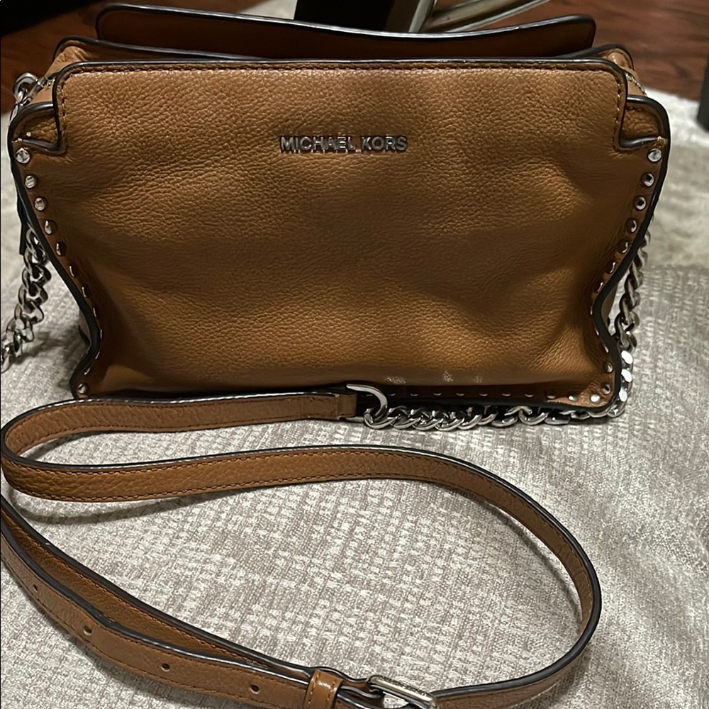 Michael Kors Brown Crossbody Bag with Chain Detail